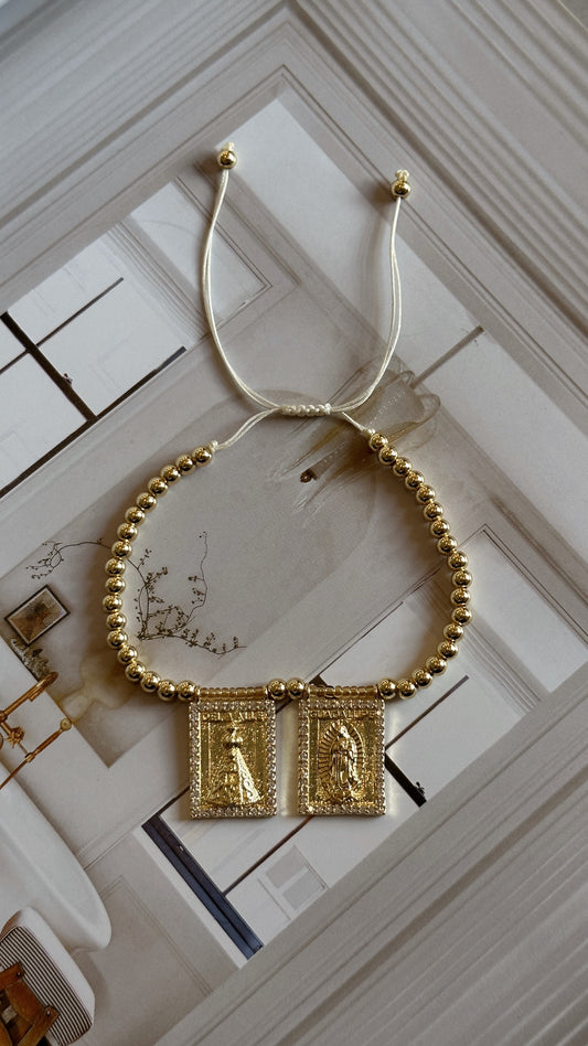 Pulsera dorada medallas religiosa