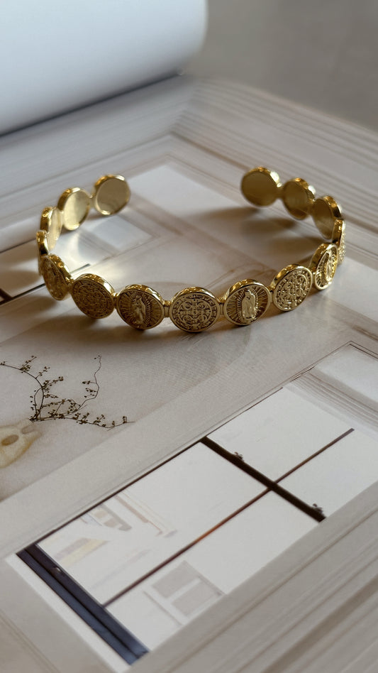 Brazalete religioso San Benito + Virgencita de Guadalupe